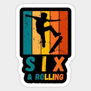 6th Birthday Kids Skater Skateboard Boy Sticker